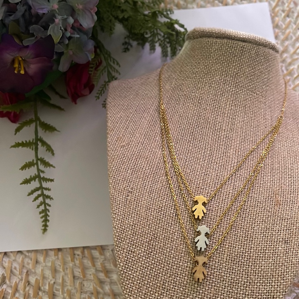 Stainless Steel Girls Pendant Chain Necklace & Earring‎ For Women 18”